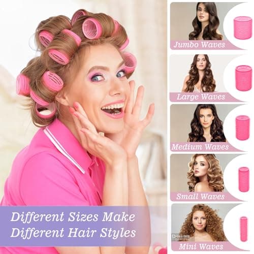 5 Size Hair Rollers, 72Pcs Roller Set, Hair Curlers for Blowout Look Long, Short Hair, Jumbo Large Big Small 30 Hair Rollers, 40 Roller Clips, Tail Comb, Storage Bag - Image 4