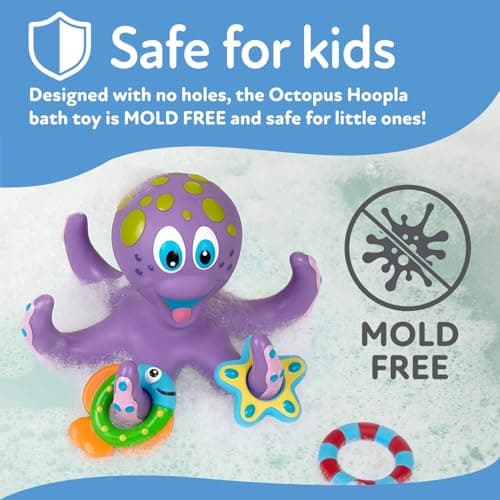 Nuby Floating Octopus Toy with 3 Hoopla Rings - Baby Bath Toy for Boys and Girls - 18+ Months - Purple (Pack of 1) - Image 3