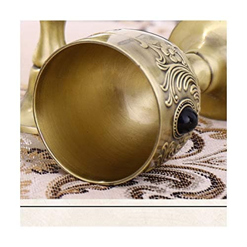 VIDAYA Chalice Goblet, Hand-Made Vintage Pure Copper Engraving Flower Pattern Metal Embossed Wine Copper Gemstone Cups Medieval Gothic Goblet 1.7oz 1-Pack - Image 4
