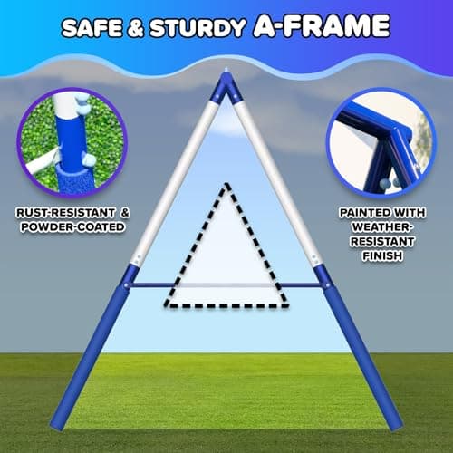 Sportspower Shooting Star Metal Swing Set w/ 2 LED Swings, Padded Saucer Swing with LED Light up Tent and 5' Double Wall Blow Molded Slide - Image 2
