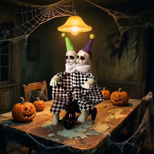 Halloween Decorations, Animatronic Scary Talking Clown with Motion, Biking Clown Decors, Touch and Sounds Activated, Indoor or Covered Outdoor Halloween Decorations, Haunted House Props - Image 2