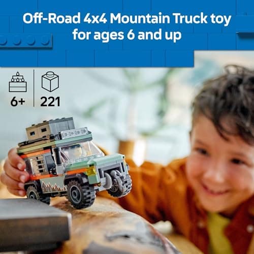 LEGO City Off-Road 4x4 Mountain Truck Toy - Building Toy Set for Kids, Boys and Girls, Ages 6+ - Fun Gift Idea for Birthdays and Holidays - with Adventurer Minifigure and Accessories - 60447 - Image 3