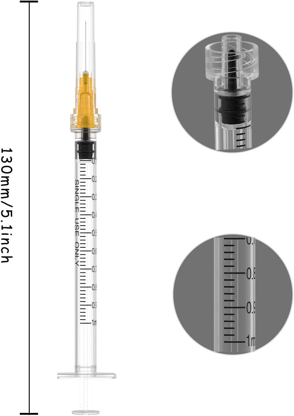 25 Gauge 5/8 inch Needle with Syringe 30Pack ,1ml Luer Lock Disposable Syringes with Needle ,Individually Wrapped 1ml-25g-5/8in 30 - Image 5