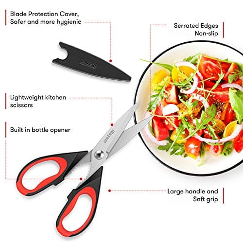 iBayam Kitchen Scissors All Purpose Heavy Duty, Kitchen Utensils Set, Stainless Steel Cooking Utensils Gadgets, Meat Poultry Food Shears Dishwasher Safe Utility Tools Home Gift, with Protective Sheath - Image 2