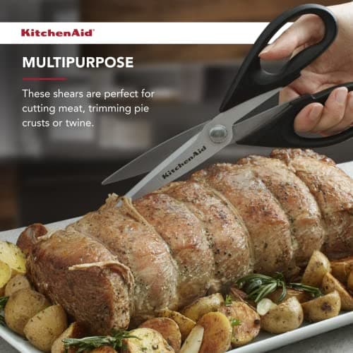 KitchenAid All Purpose Kitchen Shears with Protective Sheath Durable Stainless Steel Scissors, Dishwasher Safe, Soft Grip Comfort Handle, 8.72 Inch, Black - Image 7