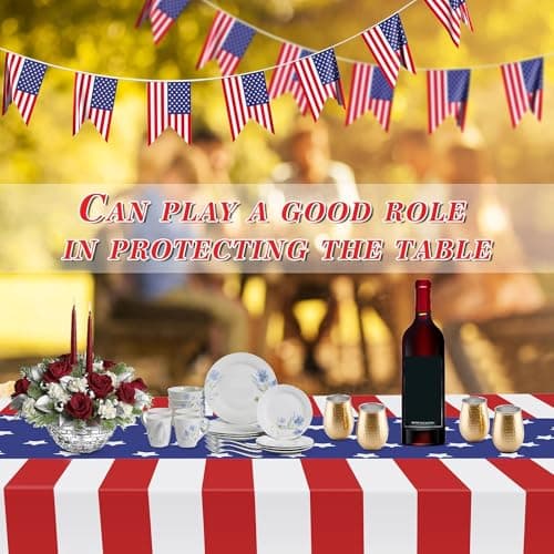 Childom 3 Pack Patriotic Tablecloth,Disposable Plastic Tablecloth 54"x108" Patriotic Decorations,Birthday Party Table Cloth for Kids,Patriotic Themed Party Supplies for Outside,Picnic,Camping,Memorial - Image 6