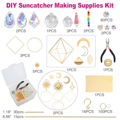 HYBEADS DIY Suncatchers, 400 pcs Sun Catchers Making Supplies Kit Art and Crafts for Adults Prism Hanging Decorative Suncatcher with Crystals Rainbow Maker for Indoor Windows Office Home Decor - Image 2