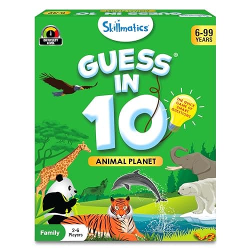 Skillmatics Guess in 10 Animal Planet, Card Game, Perfect for Boys, Girls, Kids, Teens, Adults Who Love Animals, Trivia Games, Travel Games, Gifts for Ages 6, 7, 8, 9, 10, and Up