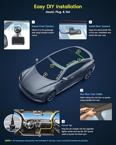 ROVE R2-4K DUAL Dash Cam Front and Rear, STARVIS 2 Sensor, FREE 128GB Card Included, 5G WiFi - up to 20MB/s Fastest Download Speed with App, 4K 2160P/FHD Dash Camera for Cars, 3" IPS, 24H Parking Mode - Image 7