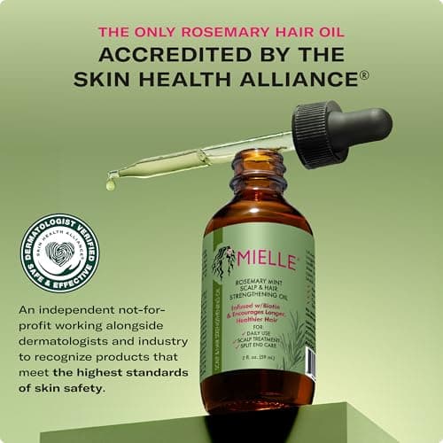 Mielle Organics Rosemary & Mint Hair Oil, Split Ends & Dry Scalp Treatment - Made with Biotin & Essential Oils for Strengthening, Soothing, Moisturizing & Encouraging Longer, Healthier Hair (2 Fl Oz) - Image 6