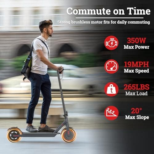 Electric Scooter - 8.5" Solid Tire, Powerful 350W Motor, Top Speed 19 MPH, Max 16 Miles Ranges, Load 264LBS, Aluminum Alloy Frame Foldable Commuting Escooter for Adults & Teens - Image 2