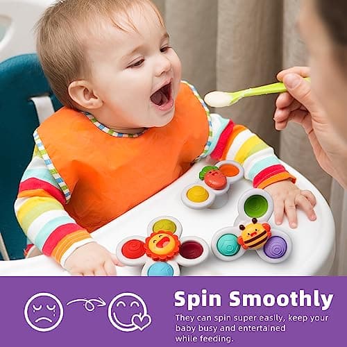 LiKee Strong Suction Cup Fidget Rotating Sensory Bath Toys for Baby, Airplane Car Travel Table & Window Toys for Toddler Boys and Girls, 6+ Months - Image 6