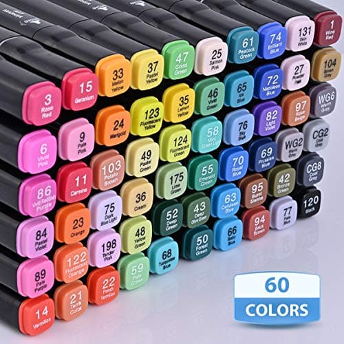 Dabo&Shobo 60 Color Alcohol Marker Pens, Bright Permanent Markers For Coloring, Markers For Adults Coloring Book, Wide Chisel And Fine Tip, Dual Tip Design Equipped with Black Suitcase - Image 5