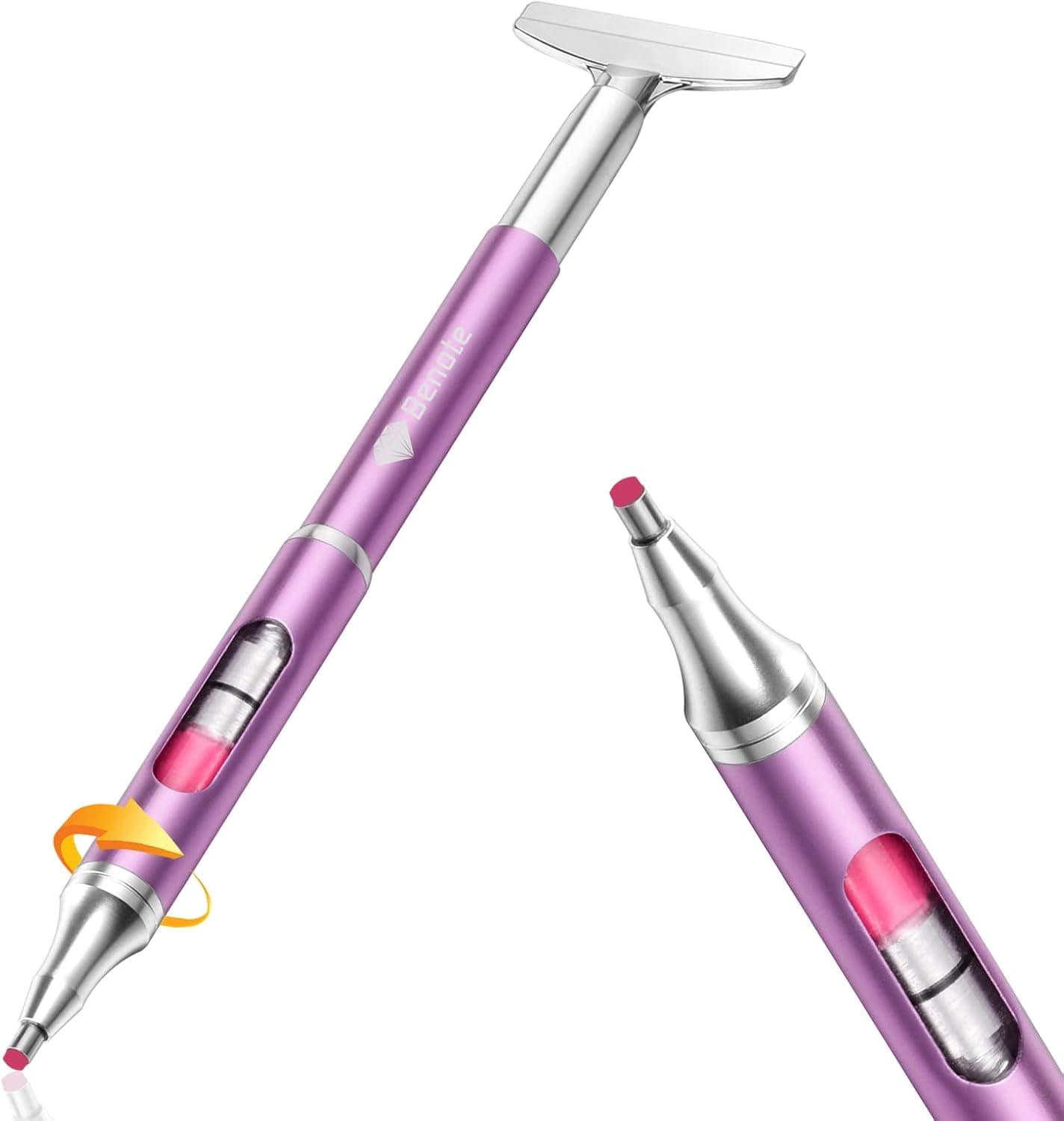 Benote Diamond Art Painting Pen Refillable Wax, Diamond Paint Accessories Refillable Wax Pen Self-Stick Drill Pens with Metal Correction Plate for Art DIY Craft - B18 - Image 2