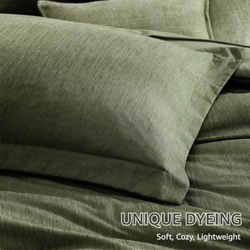 Monbix Queen Comforter Set - 7 Pieces Cationic Dyeing Olive Green Bed in a Bag Queen Bedding Sets with Comforter, Sheets, Pillowcases & Shams, Reversible Bedding Comforters Sets - Image 6