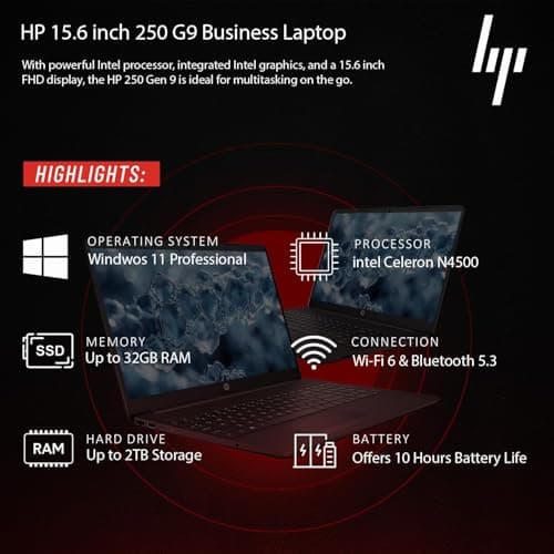 HP 15.6'' Business and Student Laptop Included with Microsoft Office, Intel Powerful Processor, 16GB RAM, 1TB SSD, Ultra Quiet Design, Long Battery Life, Wi-Fi 6, Bluetooth 5, Windows 11 Pro, WOWPC - Image 4