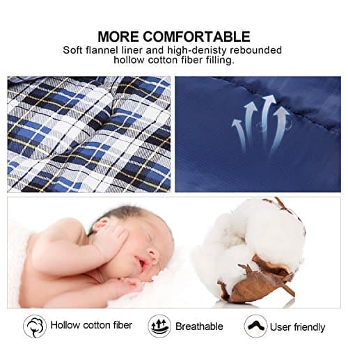 REDCAMP Outdoors Cotton Flannel Sleeping bag for Camping Hiking Climbing Backpacking, 3-season Trip Warm S Envelope Sleeping Bags 75 by 33 Inches (Navy Blue with 2lbs Filling) - Image 3