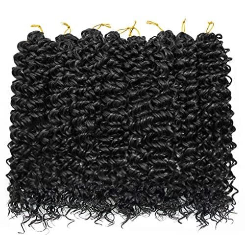 8 Packs Curly Crochet Hair GoGo Curl Crochet hair for Women Natural Black Deep Wave Braiding hair,Synthetic Bohemian Crochet Braid Water Wave Crochet hair Extensions(18inch, 1B) - Image 2
