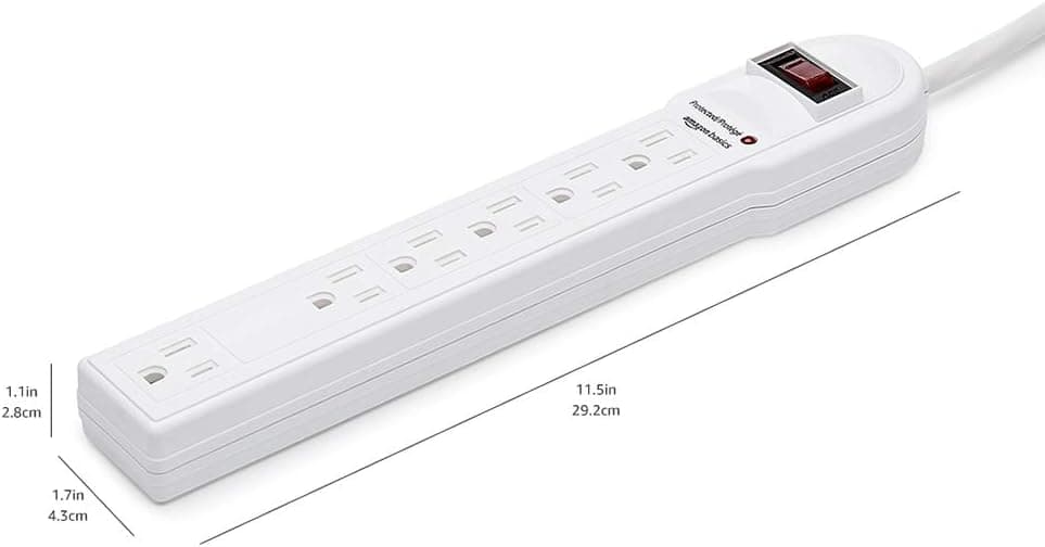 Amazon Basics Surge Protector Power Strip, 6-Outlet, 790 Joules, LED Indicator, 6ft Extension Cord, White Old Version White 1 Pack - Image 6