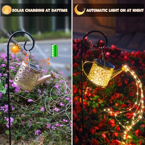 Misawce Solar Lights Outdoor Decorative Metal Solar Watering Can Lights Waterproof Hanging Solar Garden Decor Yard Lights Outside Patio Lawn Gifts Mom Grandma Women Birthday(Warm White) XGC-SHD1-NB - Image 5