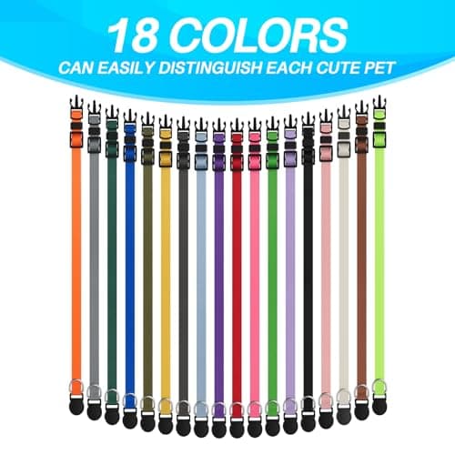 LAFAYI 18 Pcs Breakaway Pet Collars,Safety Buckle for Puppy Collars and Kitten Collar,Nylon,Mixed Colors,Adjustable,Ideal for Girl Boy Pet Supplies,Stuff,Accessories(M) - Image 4