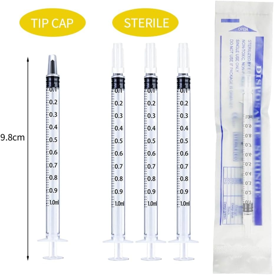 50 Pcs 1ml Syringes with Caps Oral Dispenser Individually Sterile Warpped for Medicine Dropper, Colostrum Collect Feeding Pets, Liquid 1ml 50.0 - Image 3