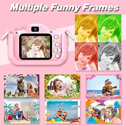 Goopow Kids Camera Toys for 3-8 Year Old Girls Boys,Children Digital Video Camcorder Camera with Cartoon Soft Cover, Best Chritmas Birthday Festival Gift for Kids - 32G SD Card Included - Image 6