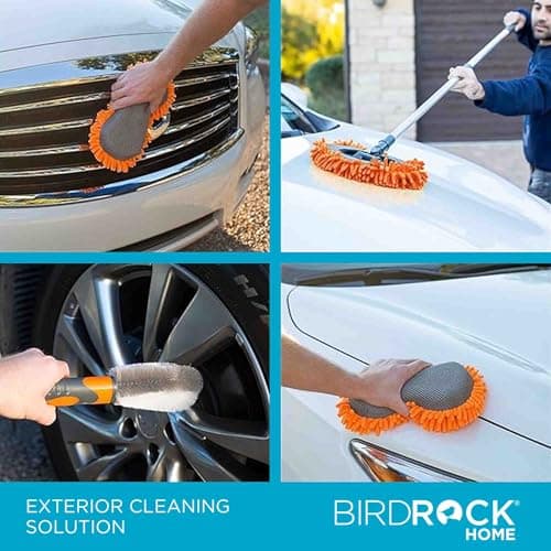 BirdRock Home Car Wash and Detailing Kit | Includes 6 pcs | Exterior and Interior Cleaning | Wheel Brush | Sponge | Duster | Extendable Cleaning Tool - Image 6