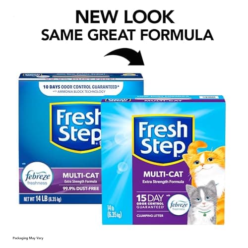 Fresh Step Clumping Cat Litter, Multi-Cat, Long Lasting Odor Control Kitty Litter with Activated Charcoal, Low Dust Formula, 14 lb - Image 2