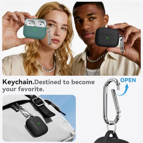 Ljusmicker for AirPods Pro Case Cover with Cleaner Kit,Soft Silicone Protective Case for Apple AirPod Pro 2nd/1st Generation Case for Women Men,AirPods Pro 2/Pro Case Accessories with Keychain-Black - Image 6