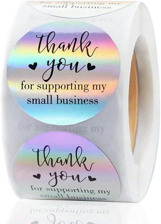500 PCS Holographic Thank You for Supporting My Small Business Stickers – 1.5 Inch Round Self-Adhesive Waterproof Labels – Eye-Catching Packaging Seals for Orders, Gift Bags, Boxes & Envelopes - Image 2