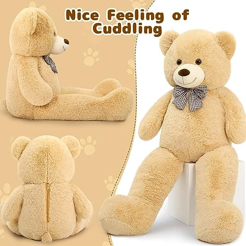 MaoGoLan Giant Big Teddy Bear 4 Feet 47 inch Life Size Tan Plush Bear Brown Stuffed Animal for Children Boyfriend - Image 3
