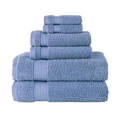 Classic Turkish Towels CTT - Luxury 6 Piece Towel Set, 100% Turkish Cotton, Quick Drying, Highly Absorbent & Comfy, Includes 2 Bath Towels, 2 Hand Towels & 2 Washcloths | (Blue)