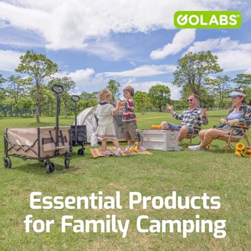 Golabs Collapsible Wagon Cart Max 350lb Load & Expandable Storage 100L, Double Bearing Design for Flexible Steering, Foldable Heavy Duty Garden Cart with 2 Cup Holders for Groceries, Garden & Camping - Image 9