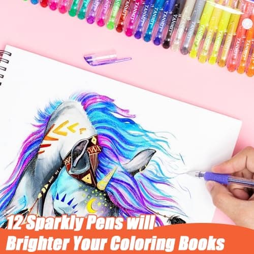 TANMIT Gel Pens, 36 Colors Gel Pens Set for Adult Coloring Books, Colored Gel Marker with 40% More Ink, Great for Adult Doodling Scrapbooking Drawing - Image 4