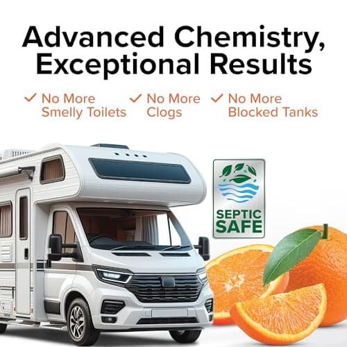 Camco TST MAX RV Toilet Treatment Drop-INs - Control Unwanted Odors & Break Down Waste and Tissue - Safe Septic Tank Treatment - Orange Scent, 30-Pack (41183) - Image 5