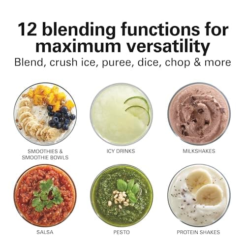 Hamilton Beach Power Elite Wave Action Blender For Smoothies, 40 Oz Glass Jar, 12 Functions Including Puree, Crush Ice, 700 Watts - Black (58148A) - Image 6