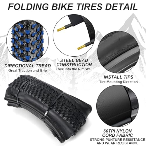 Hapleby 2PCS Premium Folding Bike Tires 26x1.95 Inch (50-559mm), Replacement Mountain Bike Tires 60 TPI Puncture-Resistant, Came with 2PCS Tire levers - Image 2