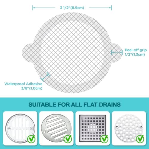 Aire Allure, 25 Pack, Disposable Shower Drain Hair Catcher Mesh Stickers - Image 7