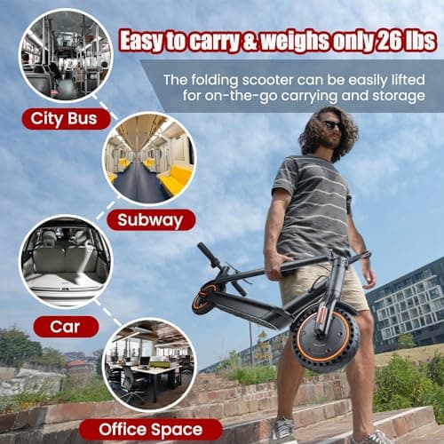 Electric Scooter Adults, Peak 500W, Max 19 Mph Speed, 19 Miles Long Range, 8.5 Inch Solid Tires, Portable Folding E-Scooter for Commuting with Dual Brakes, APP Control & Front & Rear Lights - Image 4