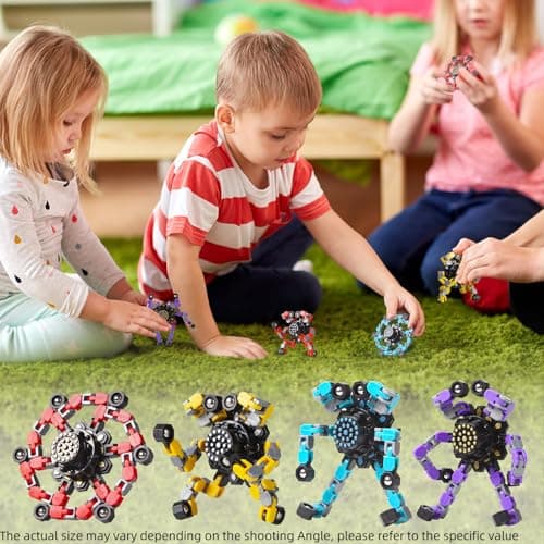 Gokeey Transformable Fidget Spinners 4 Pcs for Kids and Adults Stress Relief Sensory Toys for Boys and Girls Fingertip Gyros for Party Favors Stocking Stuffers Bulk for Kids - Image 3