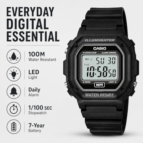 Casio Men's F108WH Illuminator Collection Black Resin Strap Digital Watch - Image 2