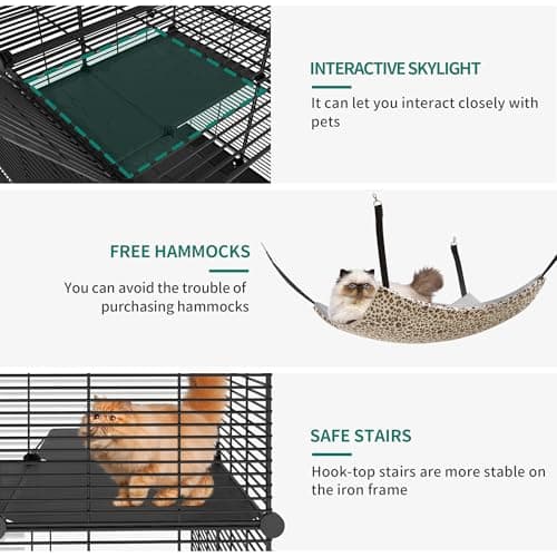 YITAHOME Cat Cage Indoor Cat Enclosures DIY Cat Playpen Metal Kennel with Extra Large Hammock for 1-2 Cats, Ferret, Chinchilla, Rabbit, Small Animals - Image 2