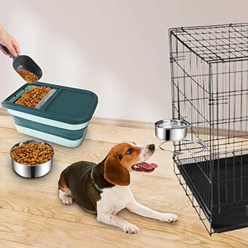 Dog Crate Water and Food Bowl, ShineMe Stainless Steel Dogs Bowls Hanging 2 Pack for Cage Crate Kennel, Spill Proof Dog Bowl for Medium and Small Sized Dogs Cats Pets (6.3 * 2.6” & 5.5 * 2.4”) - Image 8