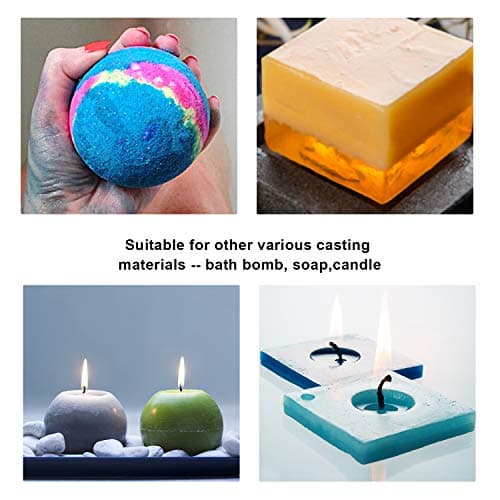 Silicone Resin Molds 5Pcs Resin Casting Molds Including Sphere, Cube, Pyramid, Square, Round with 1 Measuring Cup & 5 Plastic Transfer Pipettes for Resin Epoxy, Candle Wax, Soap, Bowl Mat etc - Image 4