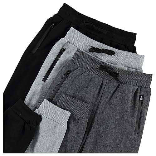 PURE CHAMP 3Pk Boys Sweatpants Fleece Athletic Workout Kids Clothes Boys Joggers with Zipper Pocket and Drawstring Size 4-20(SET1 Size 14/16) - Image 2