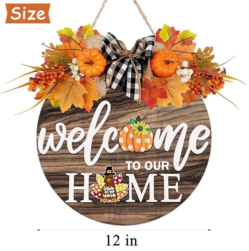 Interchangeable Welcome Sign for Front Door with 4 Seasonal Wreaths and 21 Changeable Icons, Farmhouse Rustic Outdoor Welcome Signs Porch, Holiday Spring Summer Winter Fall Decorations for Home Gifts - Image 3