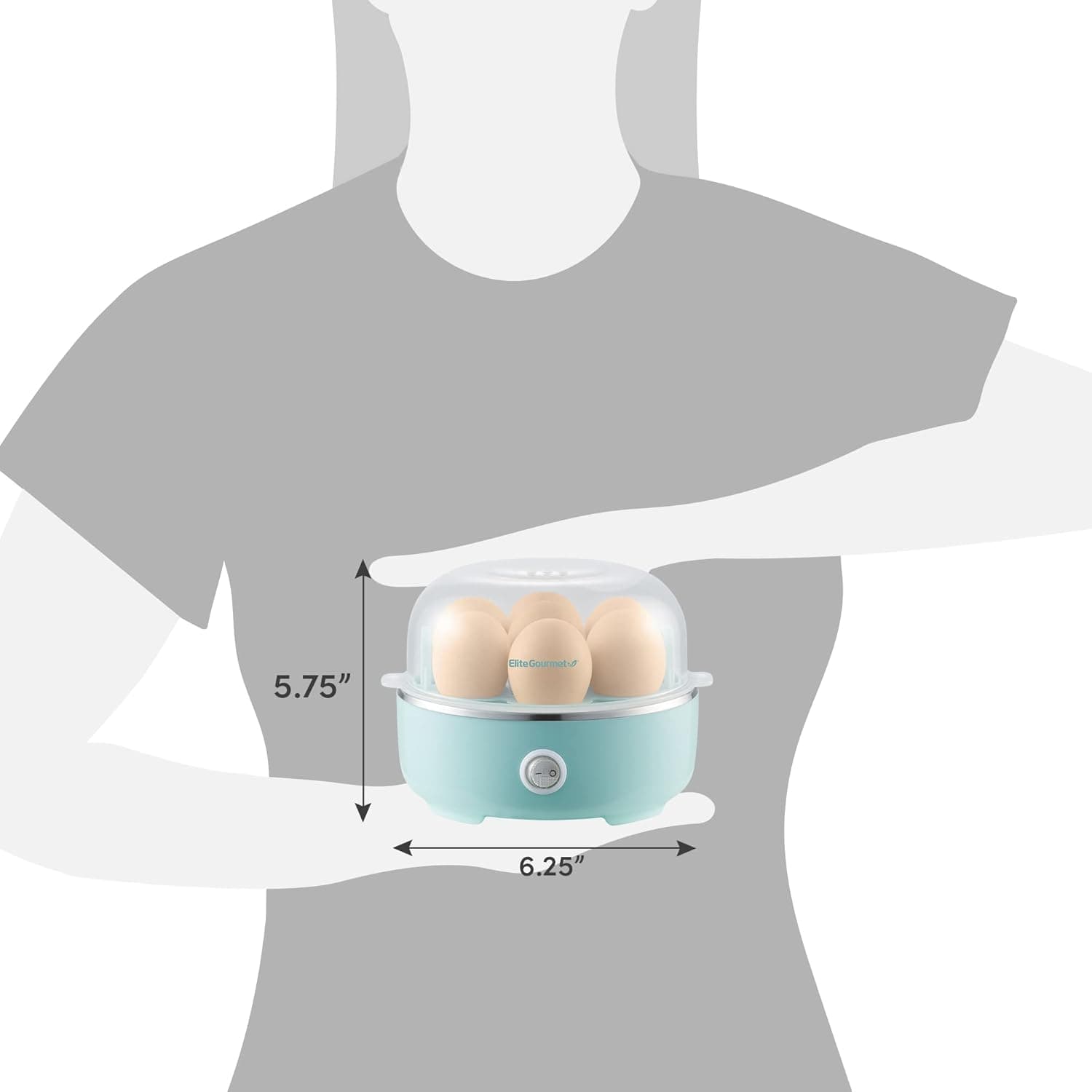 Elite Gourmet EGC115M Easy Egg Cooker Electric 7-Egg Capacity, Soft, Medium, Hard-Boiled Egg Cooker with Auto Shut-Off, Measuring Cup Included, BPA Free, Retro Mint 7 Egg Retro Mint - Image 7