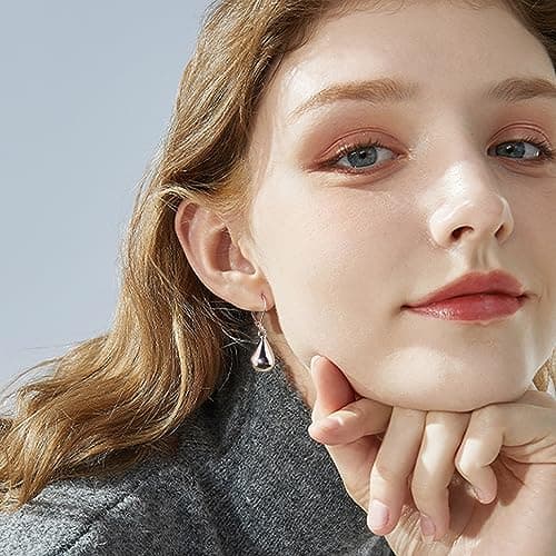 Sterling Silver Teardrop Earrings for Women Girls Silver Drop Leverback Dangle Earrings for Girls Hypoallergenic Leverback Drop Silver Earring - Image 2