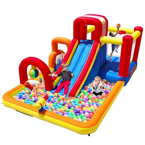 Hongcoral Bounce House with Slide and Obstacle Course for Kids 3-8 - Bounce, Climb, Slide, Boxing Ball, Small Climb&Slide for Indoor Outdoor Kids Party, Optional Water Slide & Pool for Summer Fun - Image 2